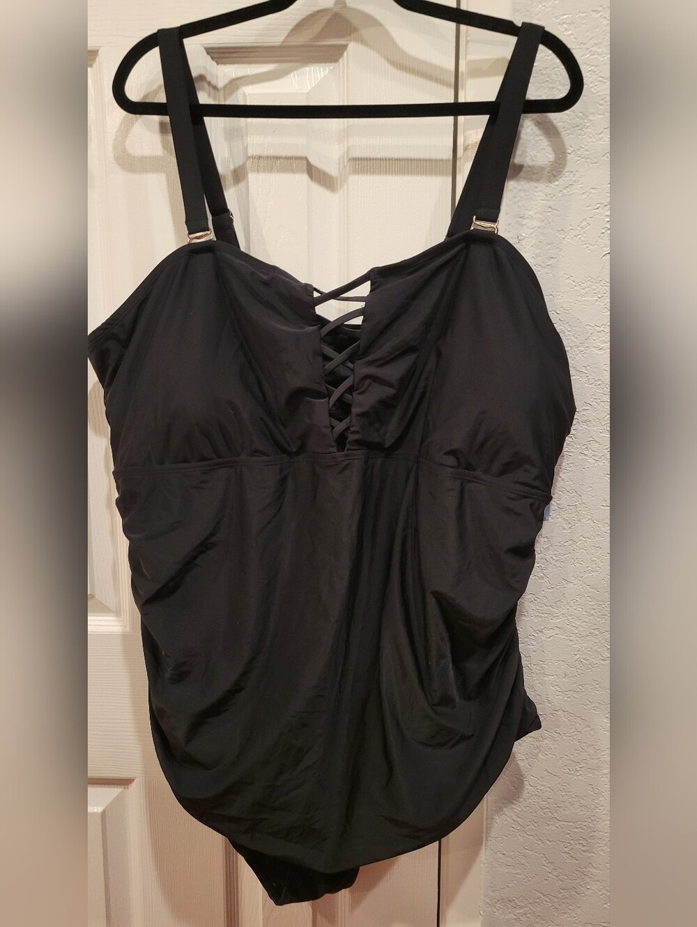 Younique Black Lace-Up Bodysuit Tank - Sleek Swim Top